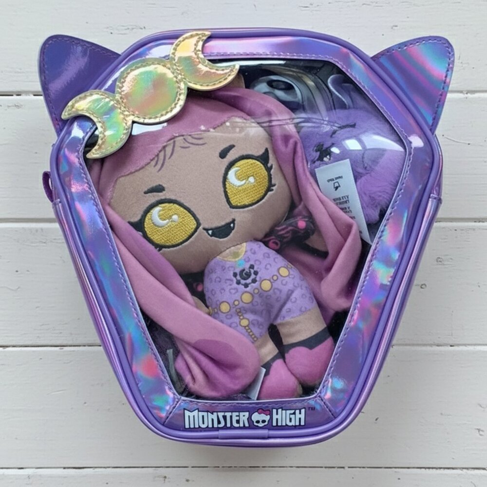 MONSTER HIGH Plush Doll Set Ghoul N Go Clawdeen Wolf Plushie & Pet Dog Crescent